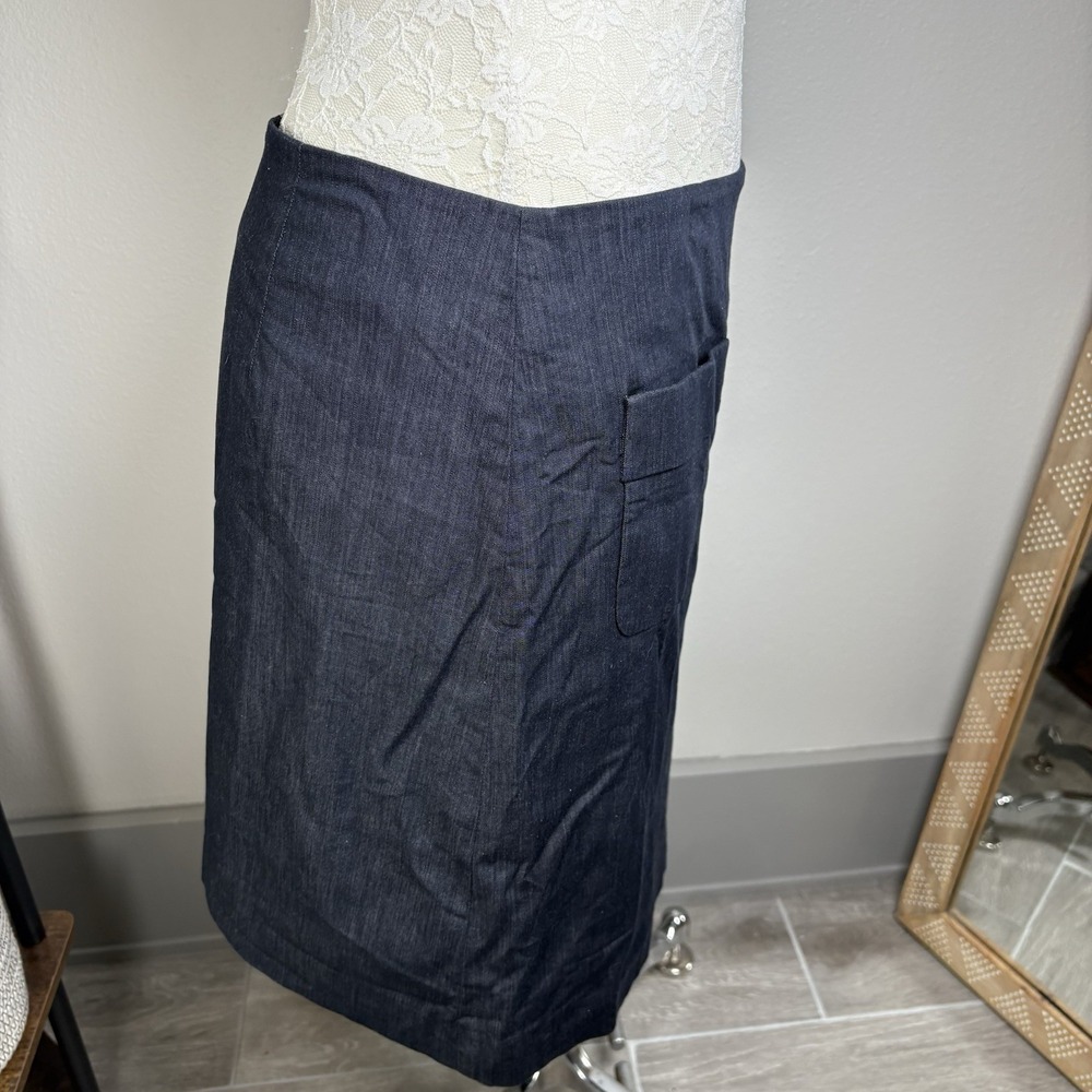 LOFT Womens 10 Blue Pencil Skirt Career Office Aesthetic Cotton Spandex Pockets - Picture 4 of 11